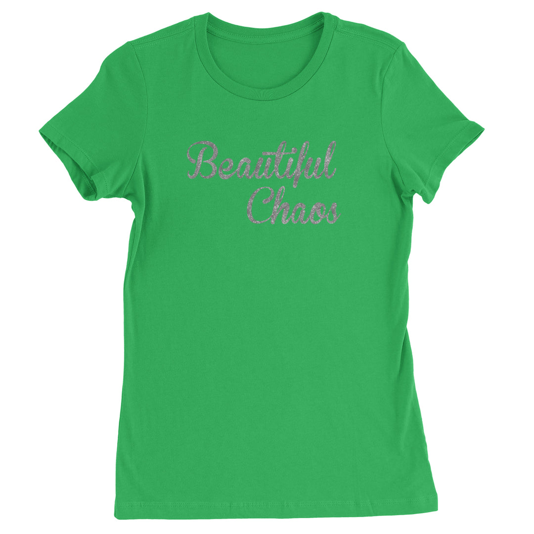 Beautiful Chaos Glitter Music Festival Womens T-shirt Kelly Green