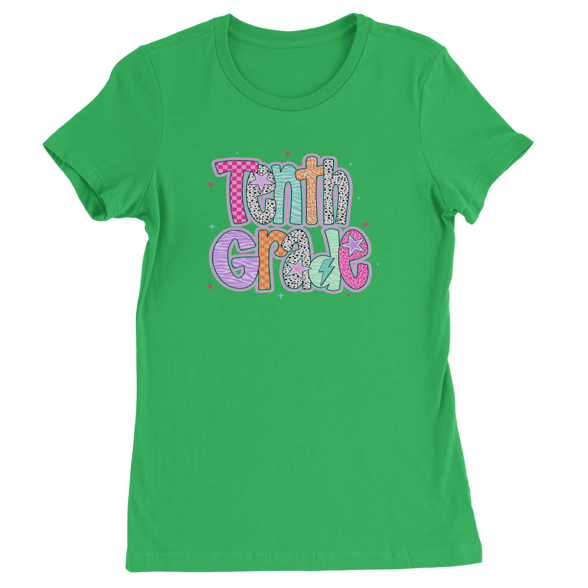 Tenth Grade Trendsetter Colorful Back to School Womens T-shirt Kelly Green