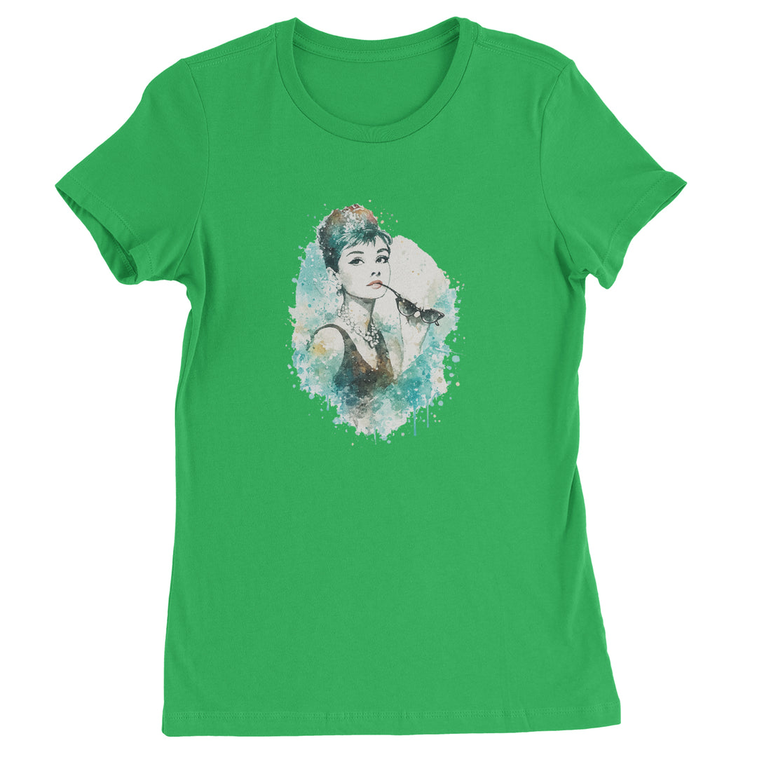 Mrs. Herpburn Iconic Watercolors Womens T-shirt Kelly Green