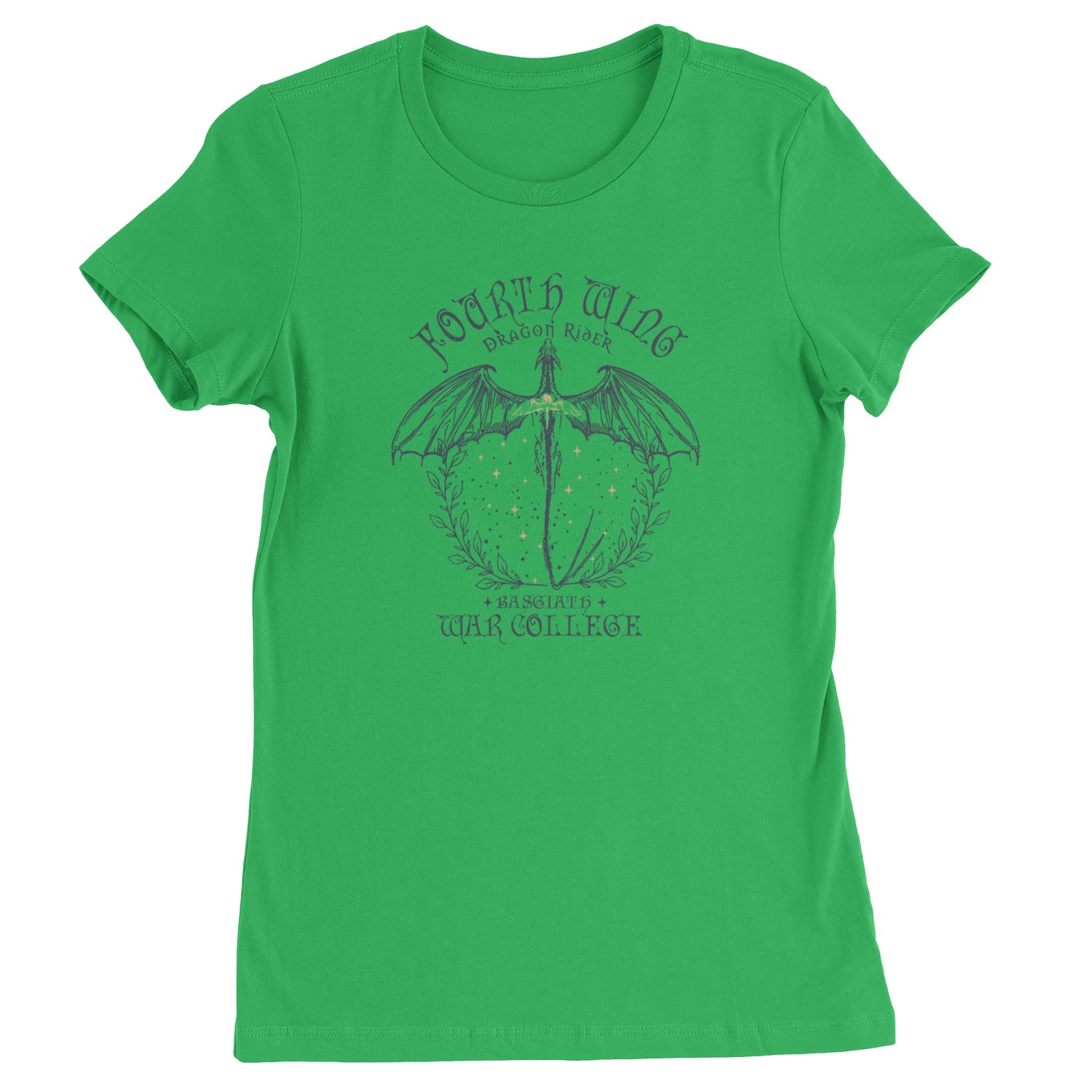 Fourth Wing Dragon Rider Vintage Basgiath War College Womens T-shirt Kelly Green