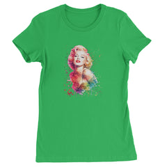 Mrs. Monroe Watercolors Bombshell Womens T-shirt Kelly Green
