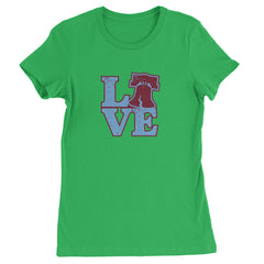 Love Philly Liberty Bell Womens T-shirt Kelly Green