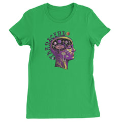 Psychedelic Cosmic Mushroom Head Womens T-shirt Kelly Green