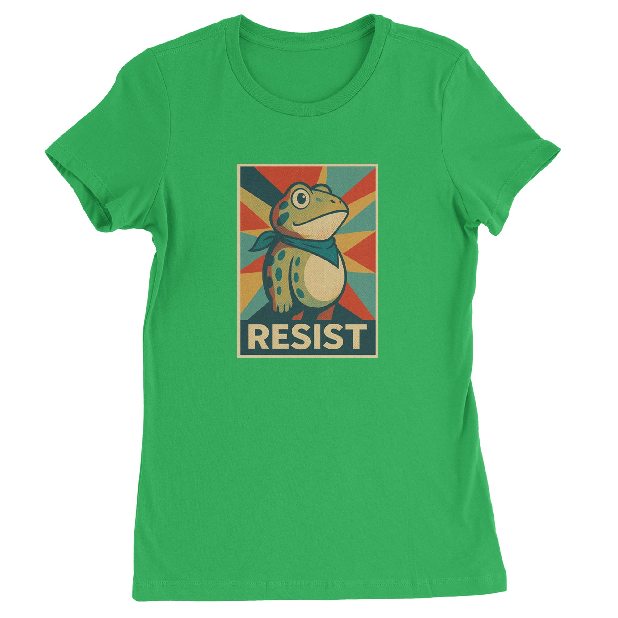 Resist Portland Protest Frog Womens T-shirt Kelly Green
