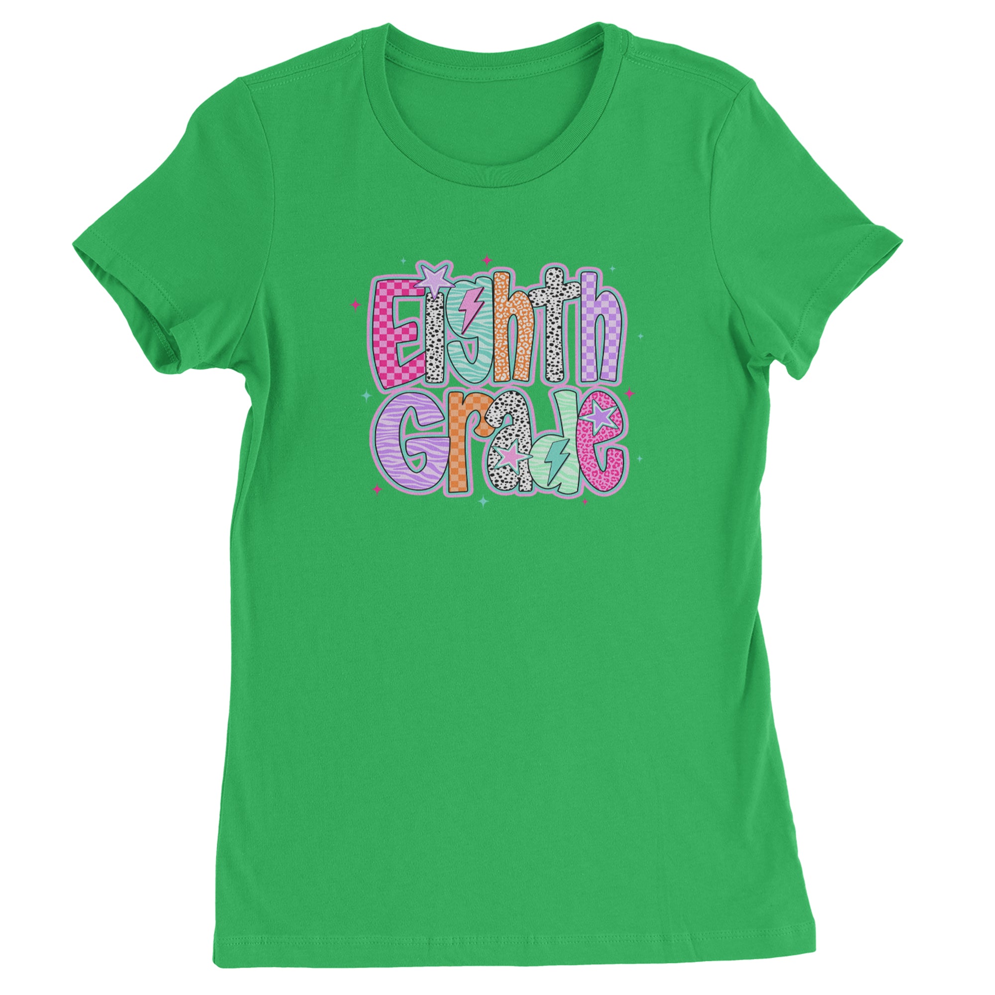 Eighth Grade Energy Colorful Back to School Womens T-shirt Kelly Green