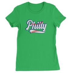 Philly Baseball Stitching Womens T-shirt Kelly Green