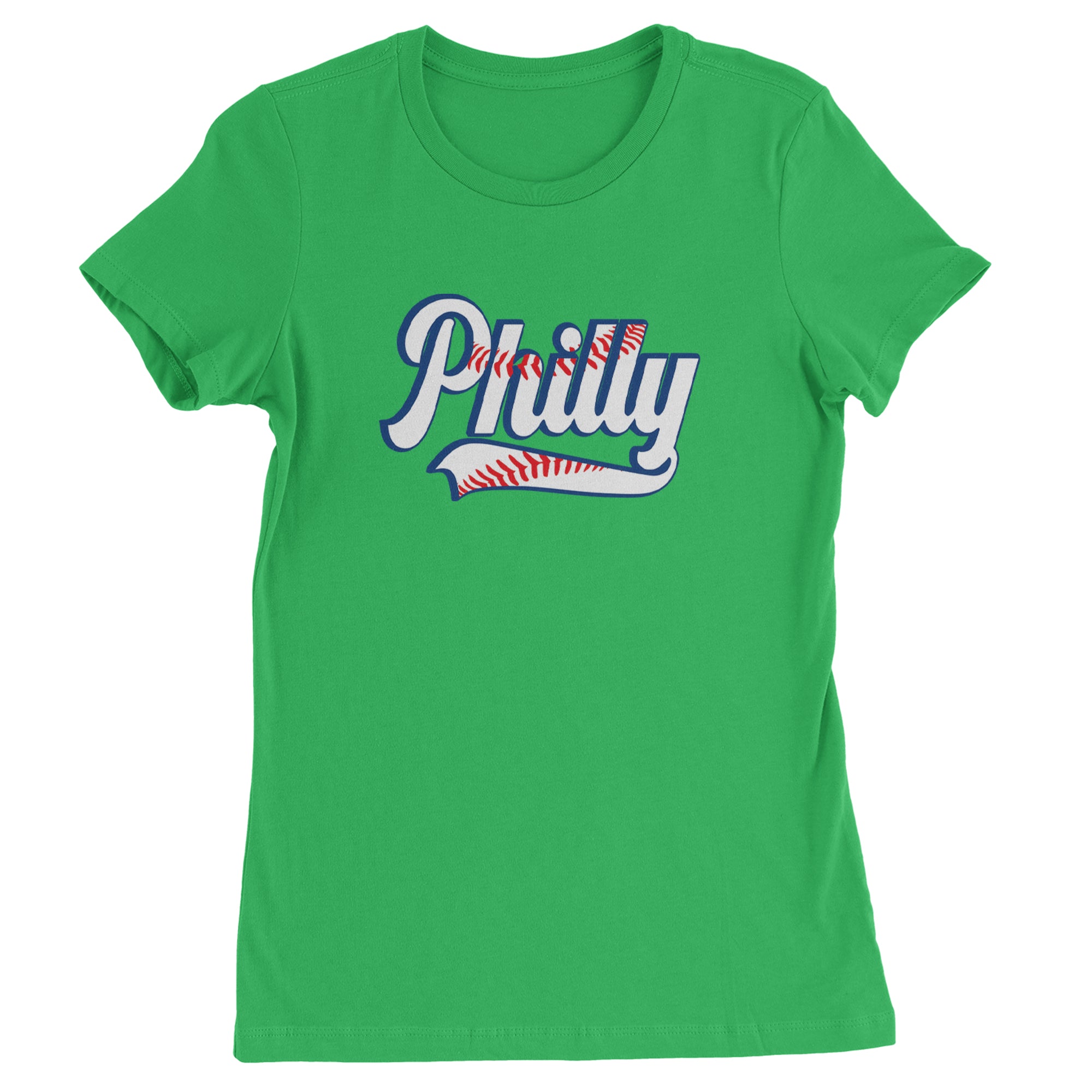 Philly Baseball Stitching Womens T-shirt Kelly Green