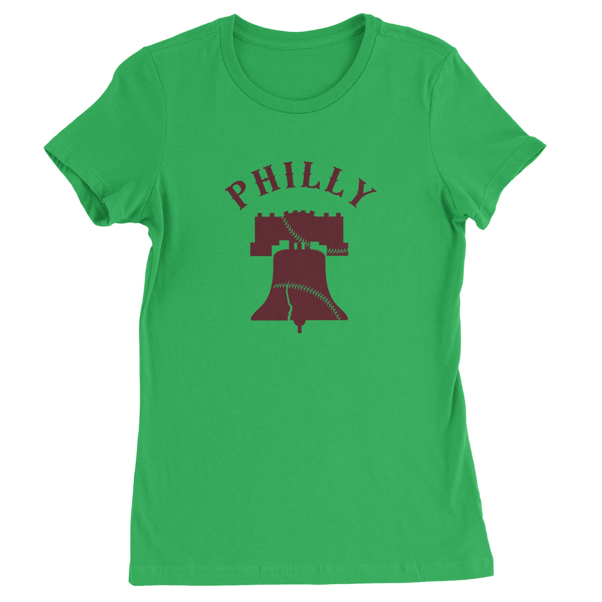 Philly Cracked Liberty Bell Womens T-shirt Kelly Green
