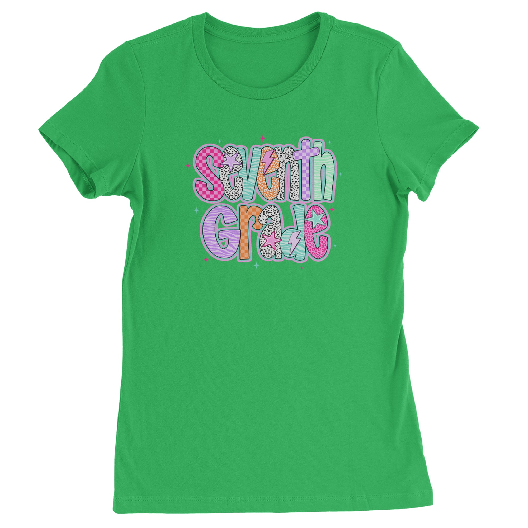 Seventh Grade Swagger Colorful Back to School Womens T-shirt Kelly Green
