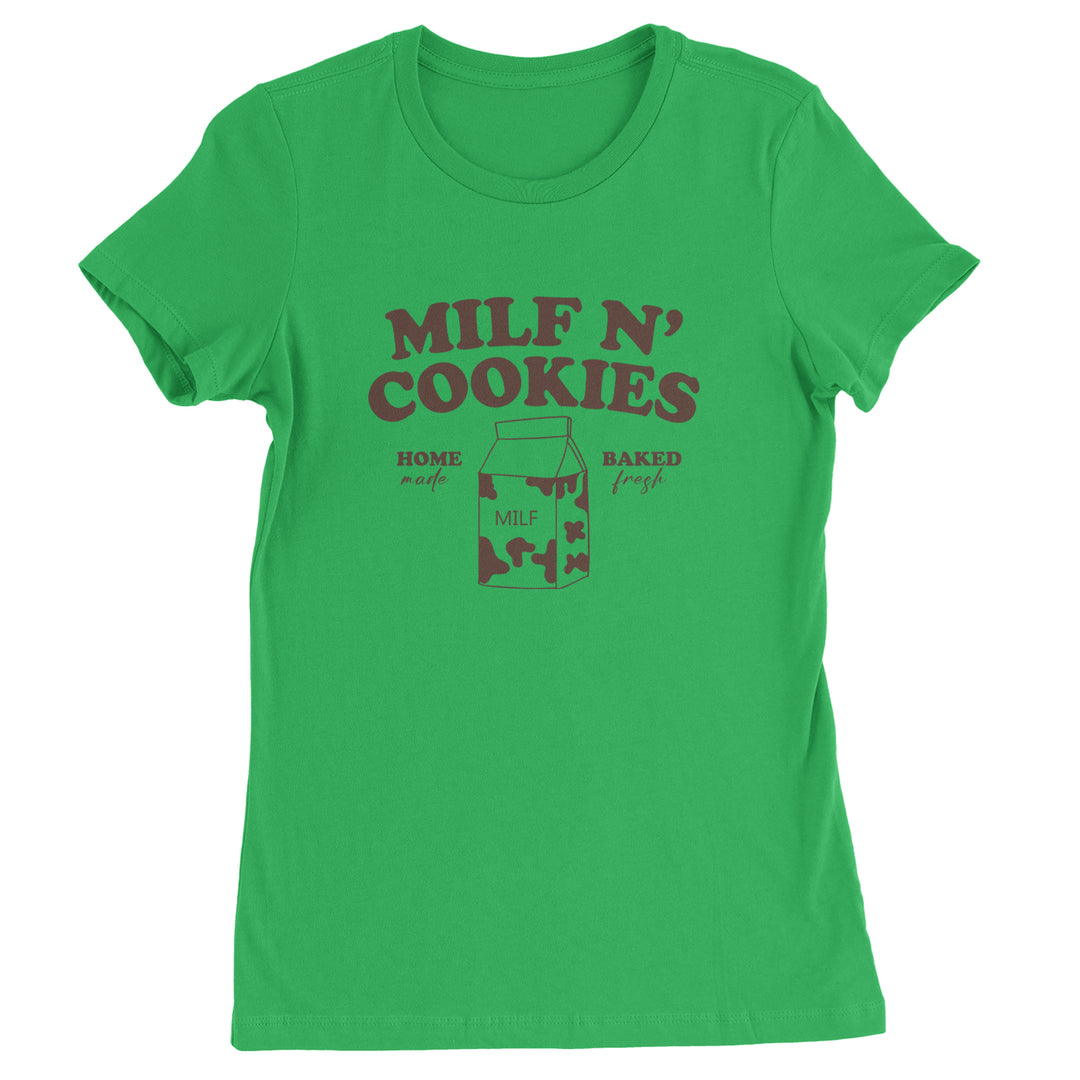 Milf And Cookies graphic on Women's Heavyweight Cotton T-Shirt in Kelly Green
