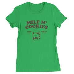 Milf And Cookies graphic on Women's Heavyweight Cotton T-Shirt in Kelly Green