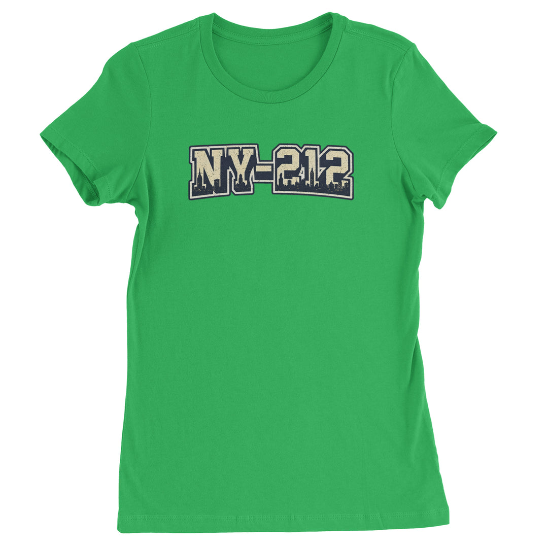 New York City 212 Area Code Skyline  Womens T-shirt Kelly Green