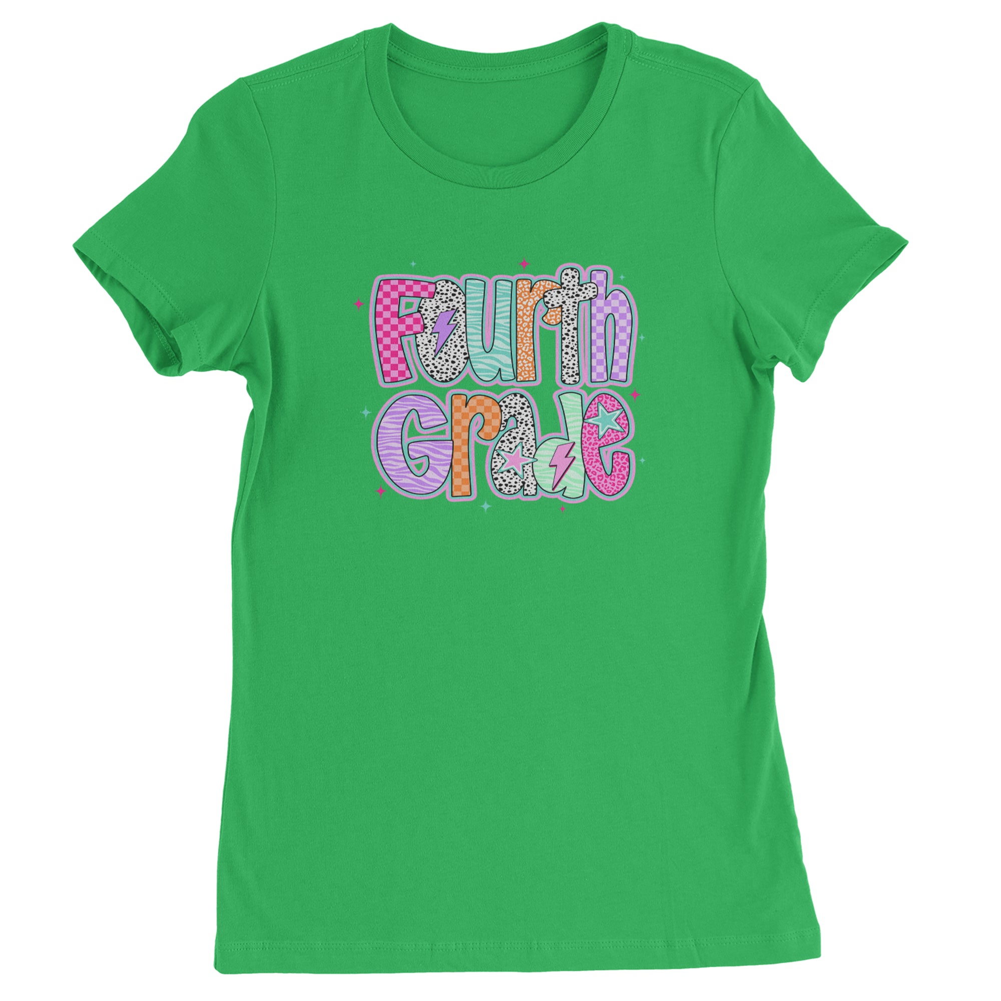 Fourth Grade Fierce Colorful Back to School Womens T-shirt Kelly Green