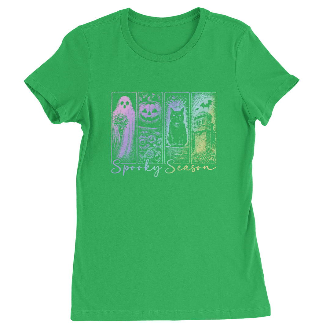 Spooky Season Cute Pastel Halloween Design Womens T-shirt Kelly Green