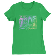 Spooky Season Cute Pastel Halloween Design Womens T-shirt Kelly Green