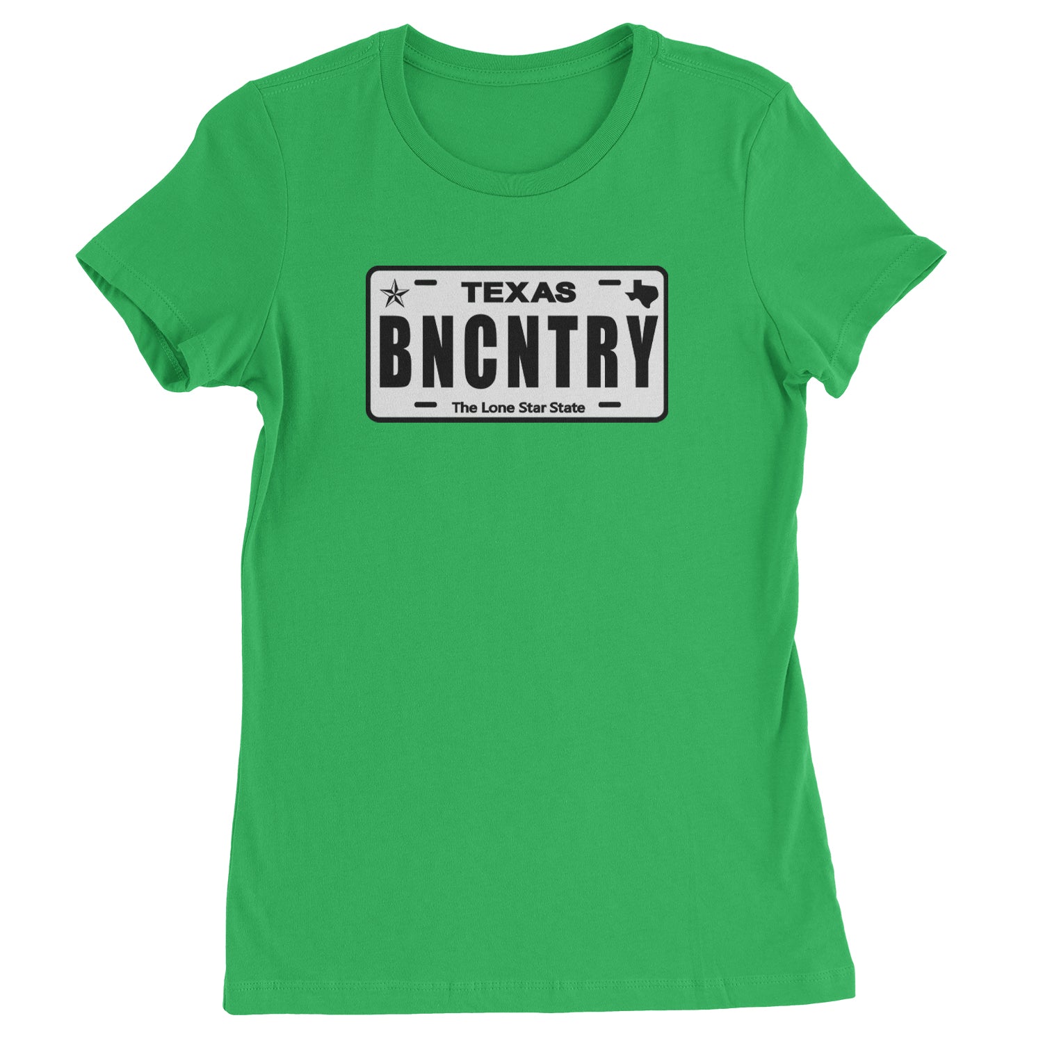 Texas License Plate BNCNTRY  Womens T-shirt Kelly Green