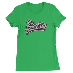 Sin City Vegas Retro Vintage graphic on Women's Heavyweight Cotton T-Shirt in Kelly Green