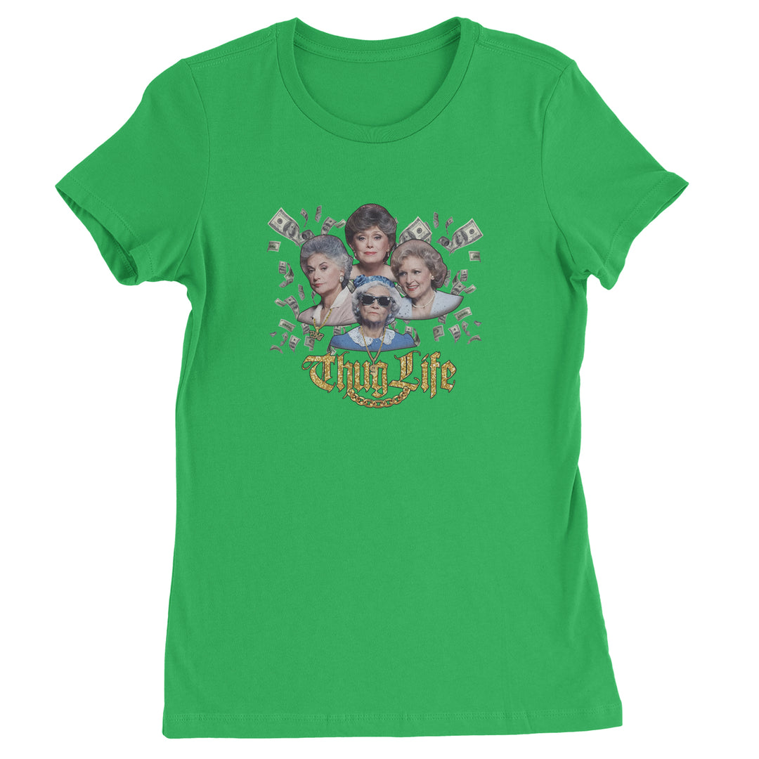 Golden Chain Thug Life Girls Womens T-shirt Kelly Green