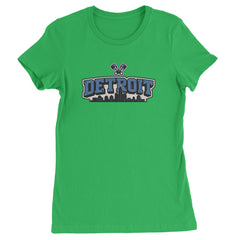 Detroit Motor City Retro Piston Womens T-shirt Kelly Green