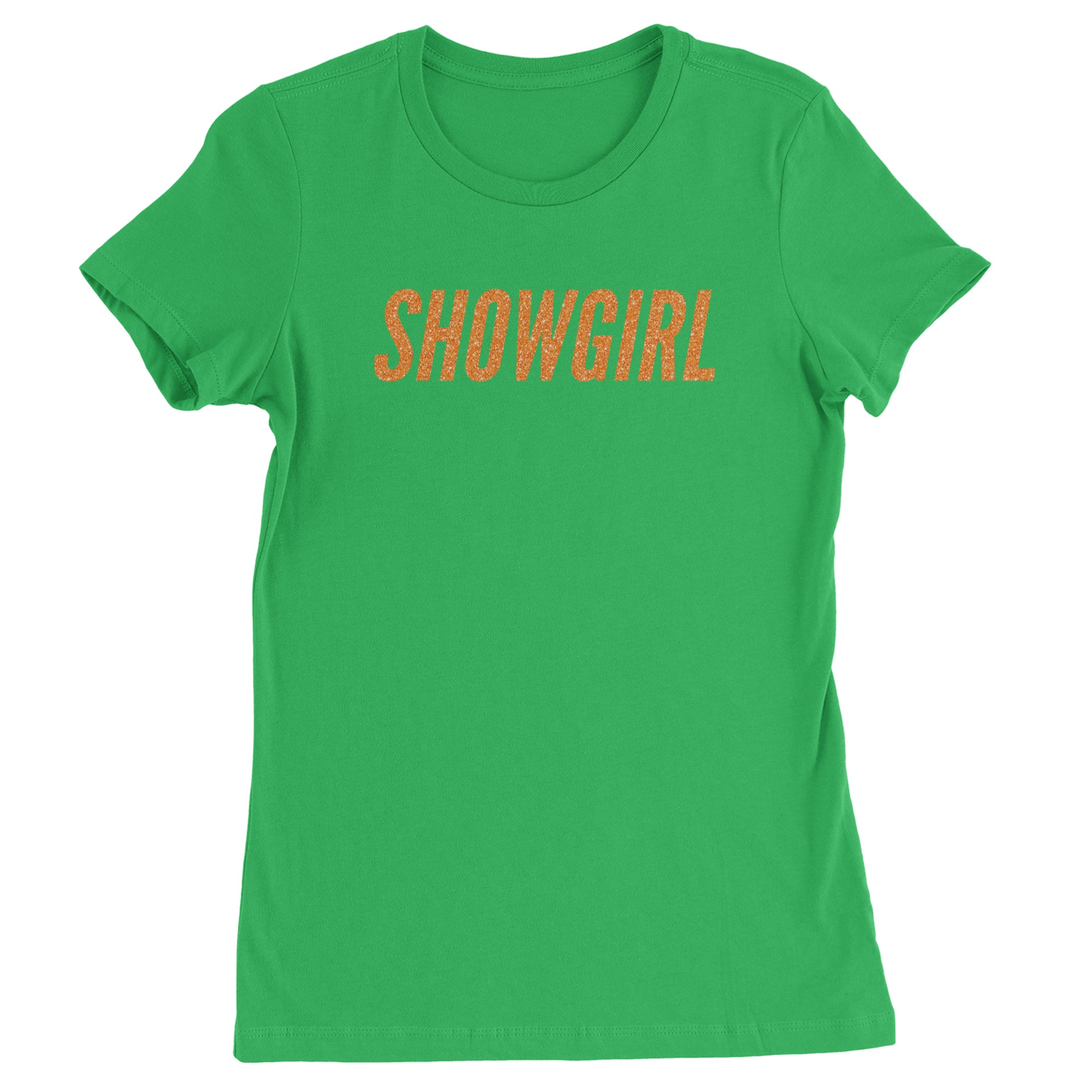 Showgirl Orange Glitter Womens T-shirt Kelly Green