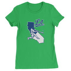 Los Angeles Baseball Batter Up Womens T-shirt Kelly Green