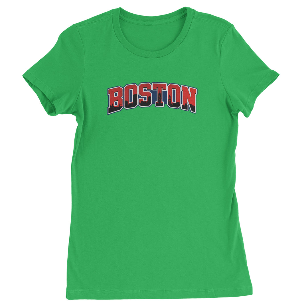 Boston City Pride Skyline Womens T-shirt Kelly Green