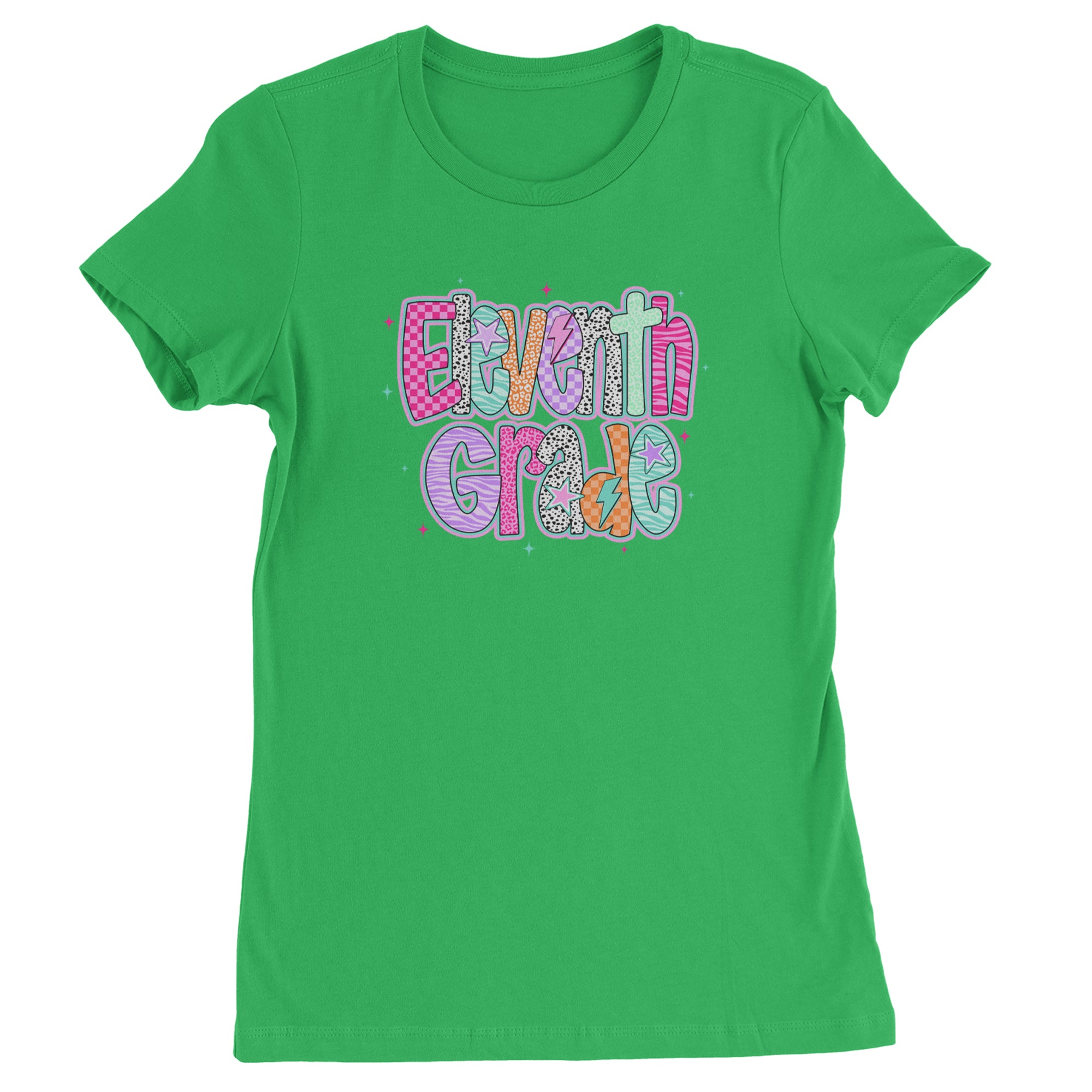 Eleventh Grade Extra Colorful Back to School Womens T-shirt Kelly Green