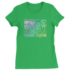 Spooky Season Horror Icons Halloween Womens T-shirt Kelly Green