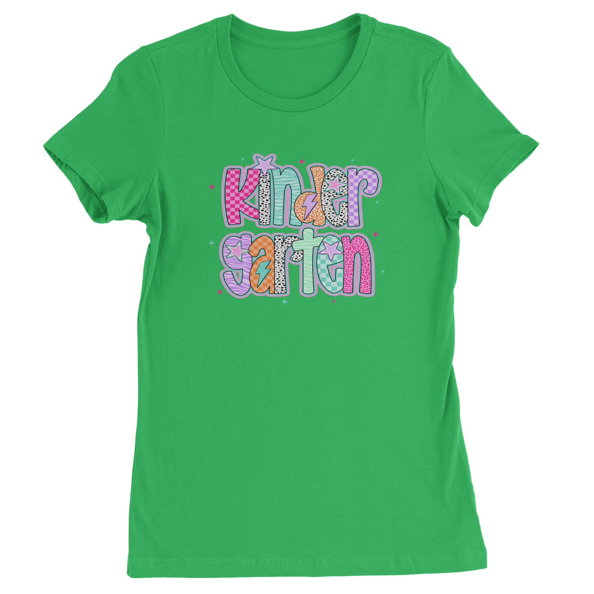 Kindergarten Cutie Colorful Back to School Womens T-shirt Kelly Green