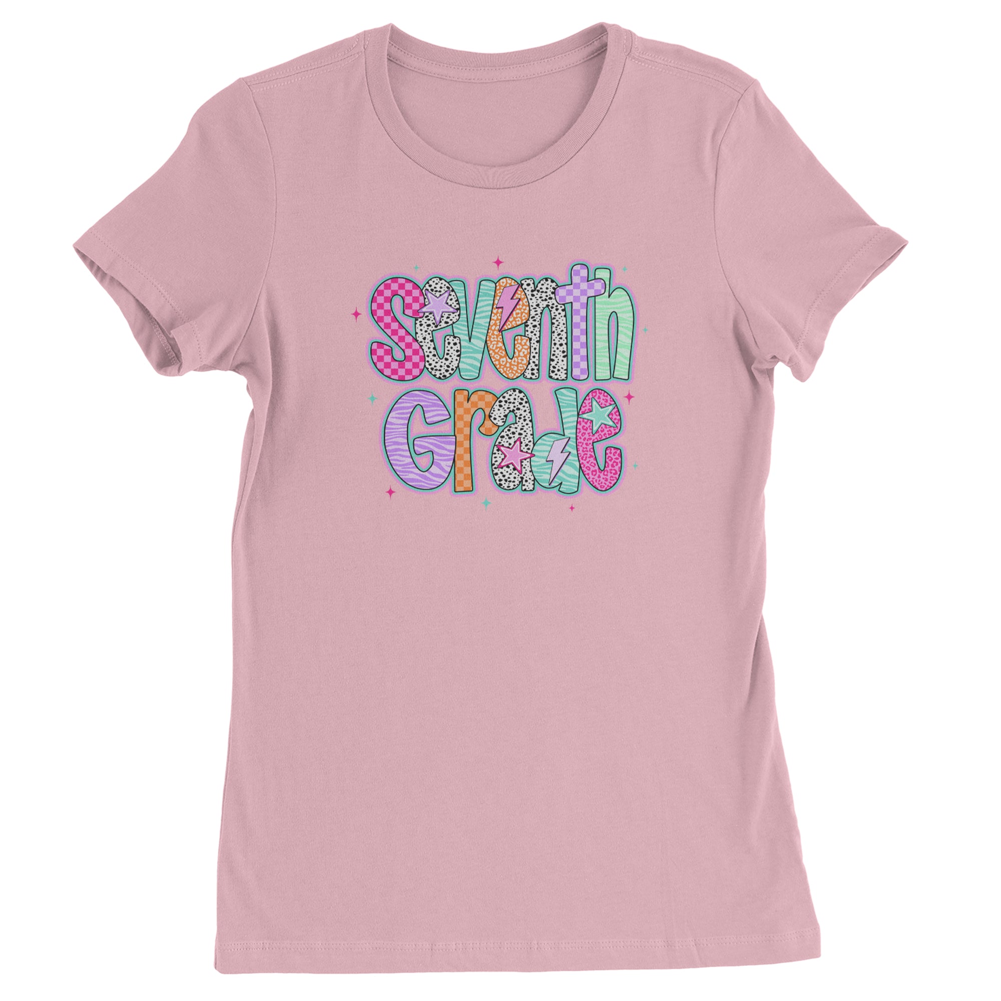 Seventh Grade Swagger Colorful Back to School Womens T-shirt Light Pink