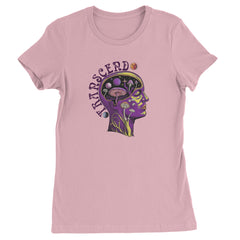 Psychedelic Cosmic Mushroom Head Womens T-shirt Light Pink