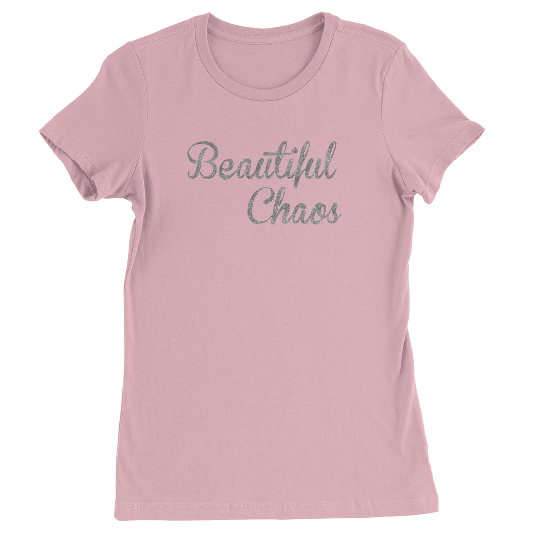 Beautiful Chaos Glitter Music Festival Womens T-shirt Light Pink