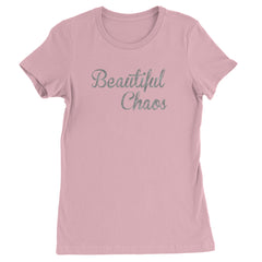 Beautiful Chaos Glitter Music Festival Womens T-shirt Light Pink