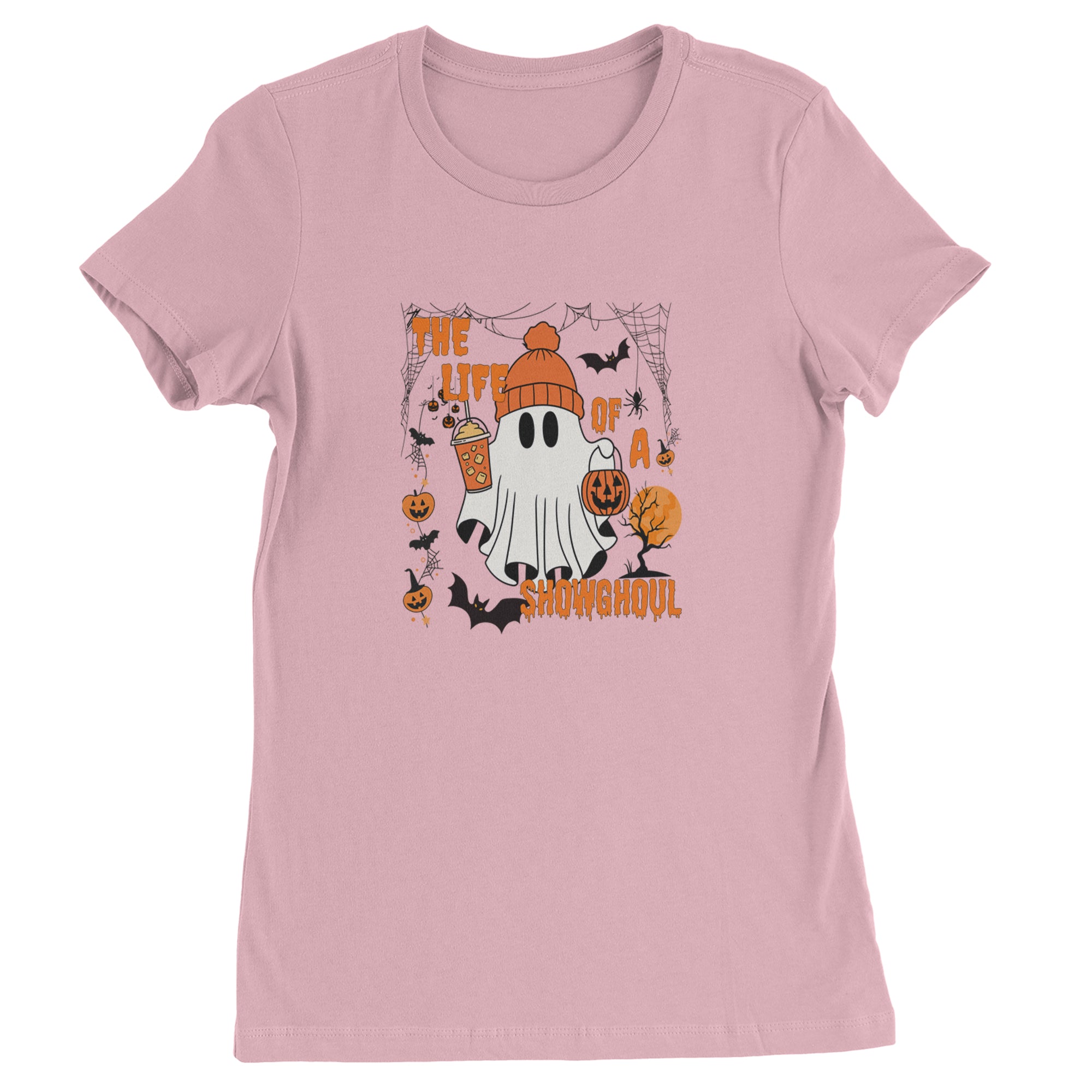 Life of a Showghoul Halloween Showgirl Vibes Womens T-shirt Light Pink