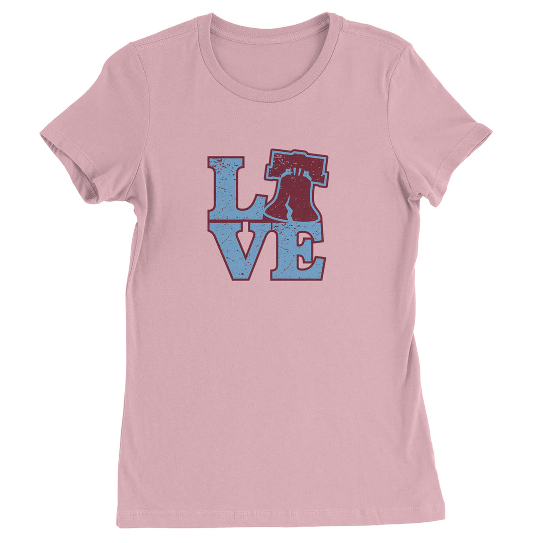 Love Philly Liberty Bell Womens T-shirt Light Pink
