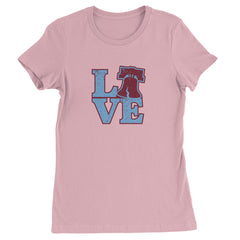Love Philly Liberty Bell Womens T-shirt Light Pink