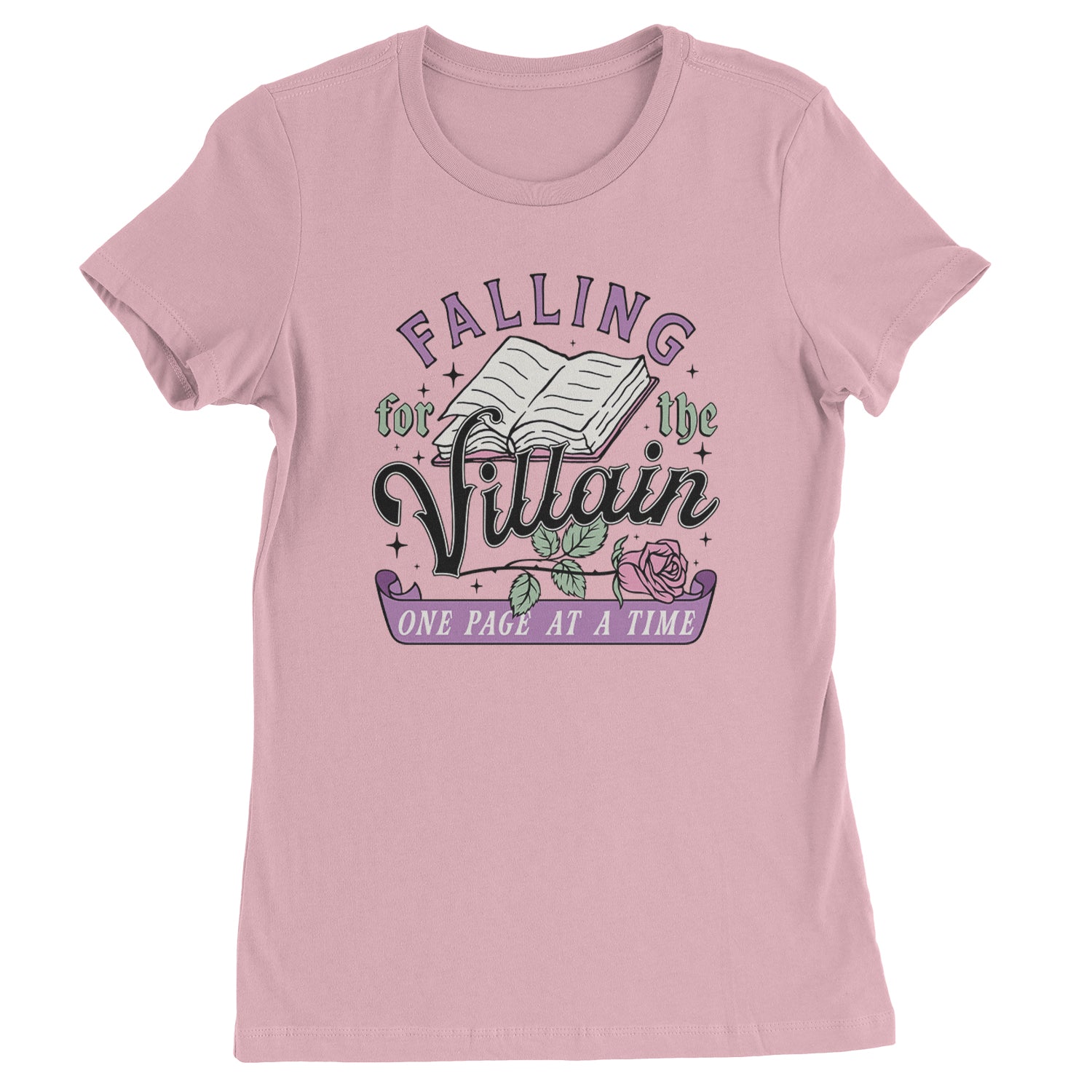 Falling For The Villain One Page At A Time  Womens T-shirt Light Pink