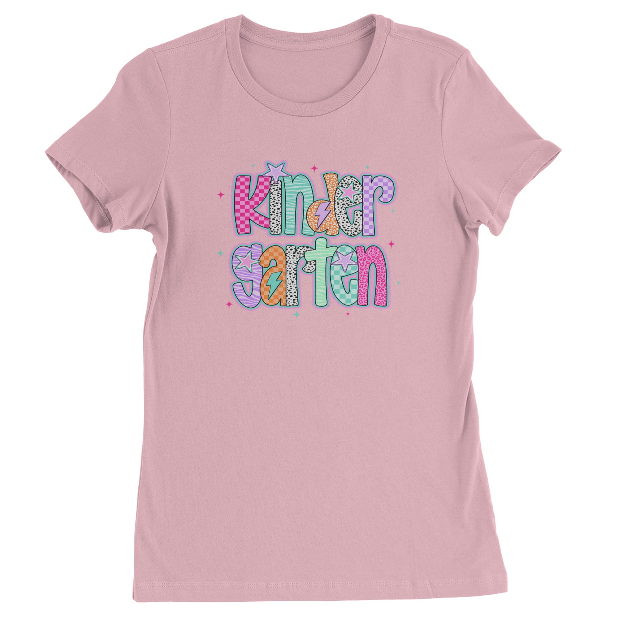 Kindergarten Cutie Colorful Back to School Womens T-shirt Light Pink