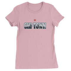 Chicago Chi-Town City Pride Womens T-shirt Light Pink