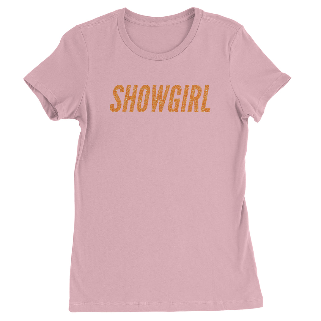 Showgirl Orange Glitter Womens T-shirt Light Pink