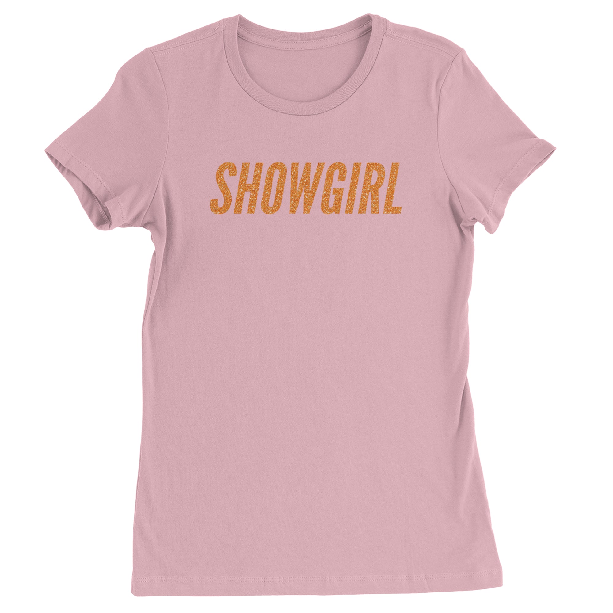 Showgirl Orange Glitter Womens T-shirt Light Pink