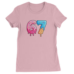 67 Dripping Ice Cream Donut Melt Womens T-shirt Light Pink