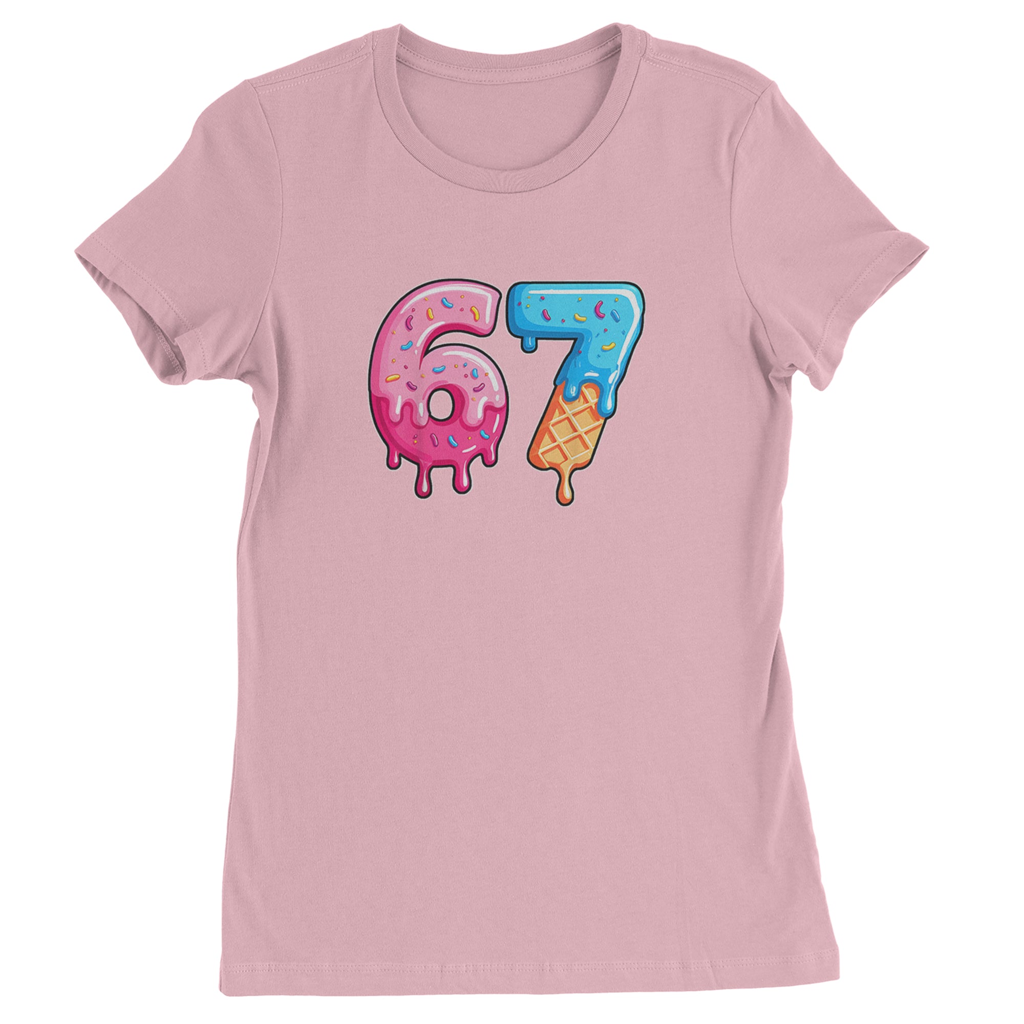 67 Dripping Ice Cream Donut Melt Womens T-shirt Light Pink