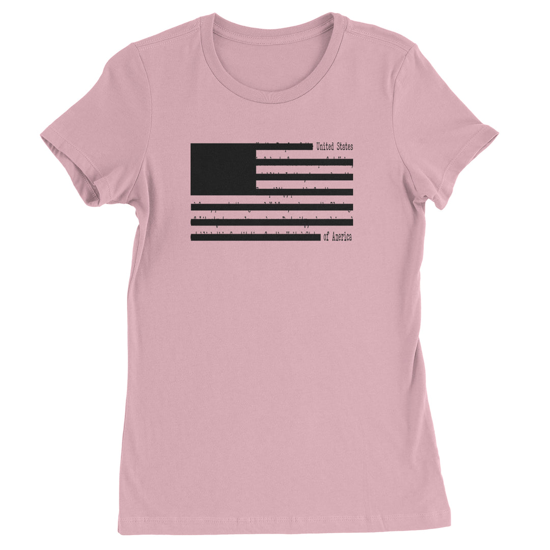 Redacted American Flag Womens T-shirt Light Pink