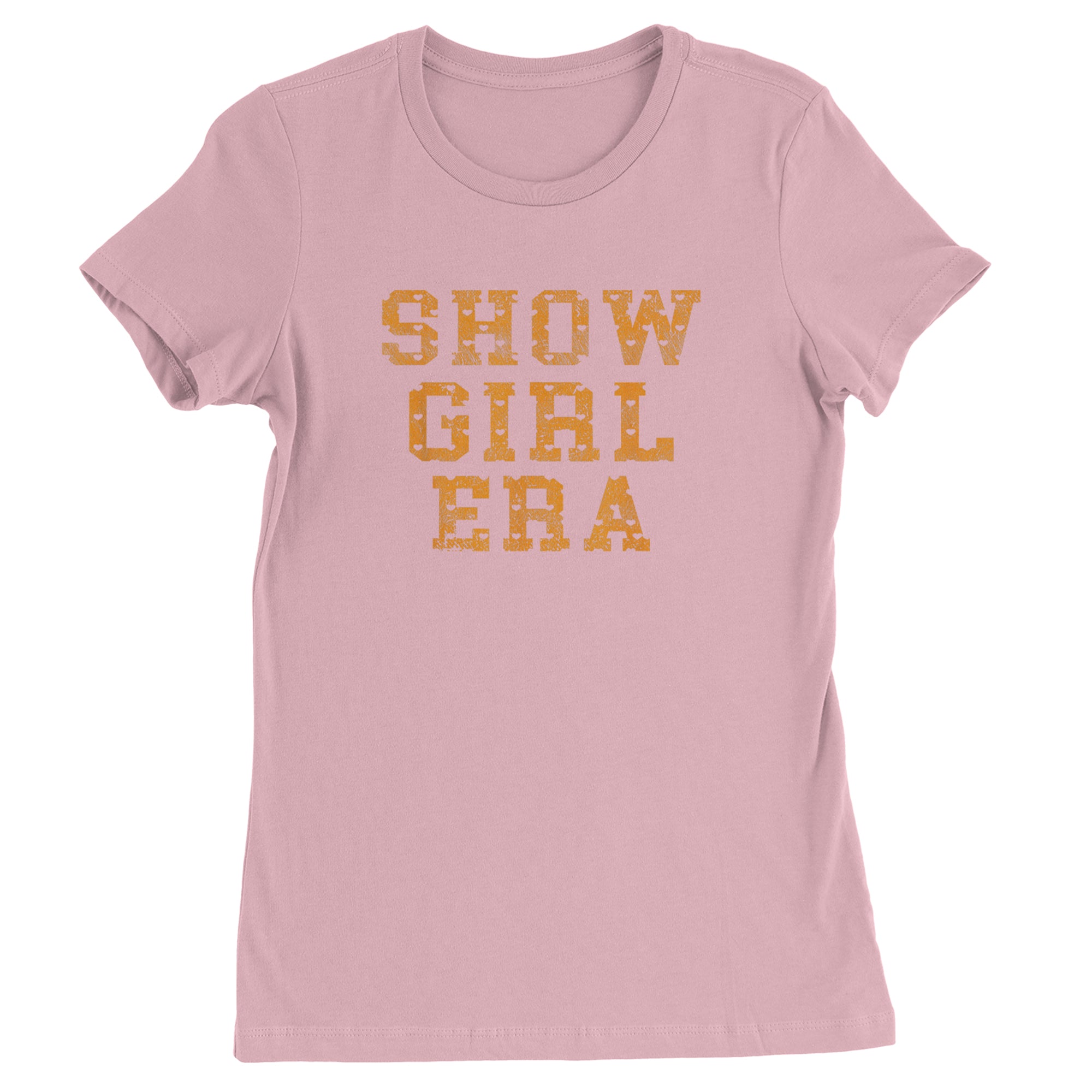 Vintage Showgirl Era Heart Womens T-shirt Light Pink