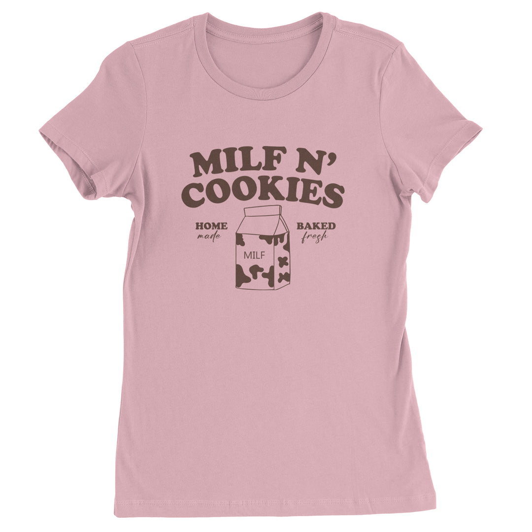 Milf And Cookies graphic on Women's Heavyweight Cotton T-Shirt in Light Pink