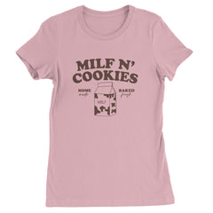 Milf And Cookies graphic on Women's Heavyweight Cotton T-Shirt in Light Pink