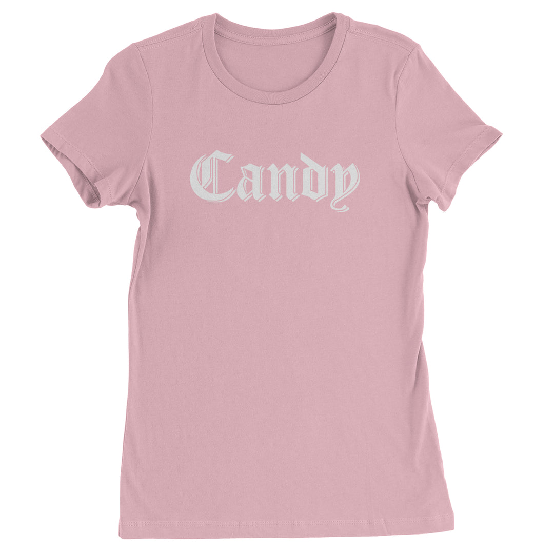 Candy Gothic Lettering Womens T-shirt Light Pink