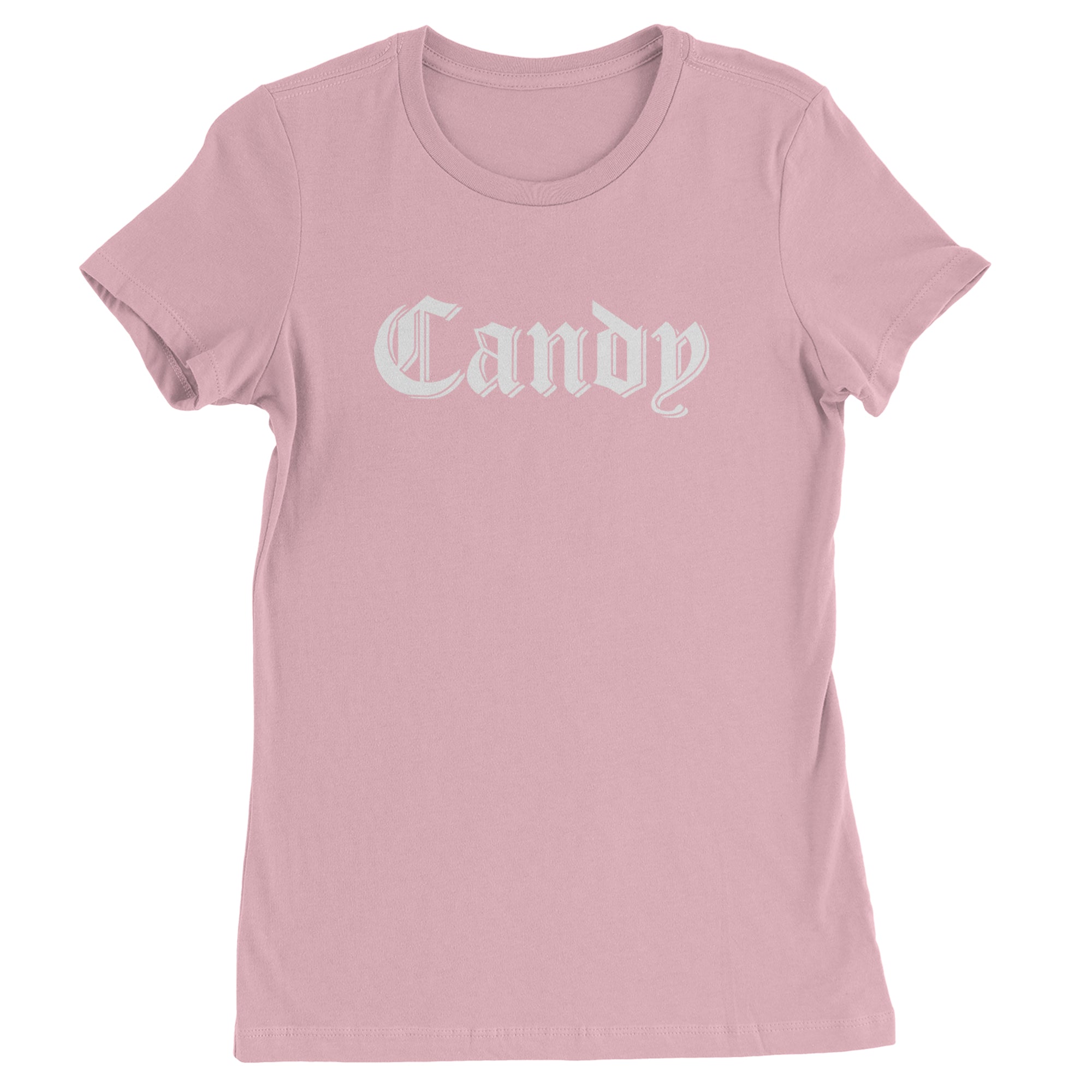 Candy Gothic Lettering Womens T-shirt Light Pink