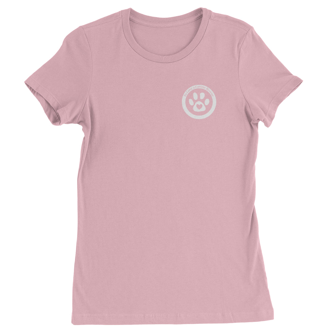 TLC To Love a Canine Dog Rescue White Womens T-shirt Light Pink